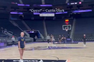 庫(kù)里成了形容詞！在庫(kù)里地盤飚進(jìn)三分 女星克拉克高喊庫(kù)里